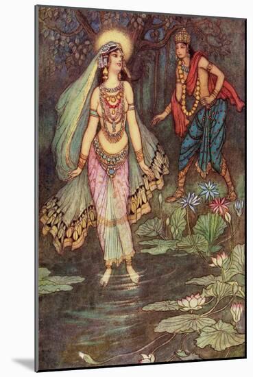 Shantanu Meets the Goddess Ganga-Warwick Goble-Mounted Giclee Print