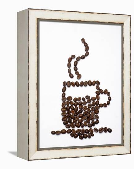 Shape of a Cup of Coffee in Coffee Beans-Gustavo Andrade-Framed Premier Image Canvas