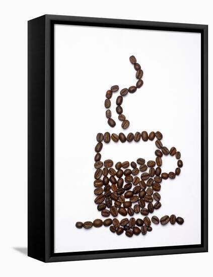 Shape of a Cup of Coffee in Coffee Beans-Gustavo Andrade-Framed Premier Image Canvas