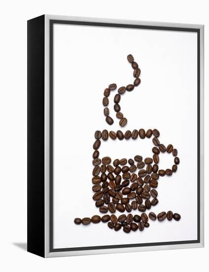 Shape of a Cup of Coffee in Coffee Beans-Gustavo Andrade-Framed Premier Image Canvas