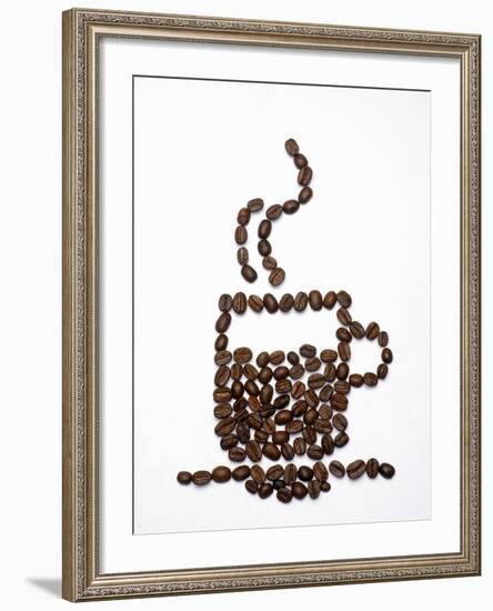 Shape of a Cup of Coffee in Coffee Beans-Gustavo Andrade-Framed Photographic Print