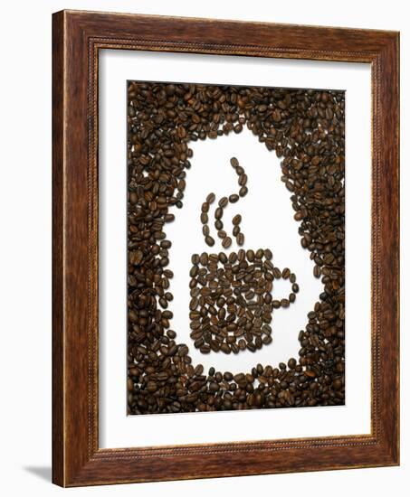 Shape of a Cup of Coffee in Coffee Beans-Gustavo Andrade-Framed Photographic Print