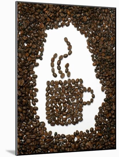 Shape of a Cup of Coffee in Coffee Beans-Gustavo Andrade-Mounted Photographic Print