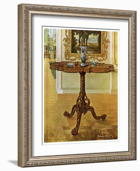 Shaped Fret Rimmed Gallery Table, Chippendale School, 1911-1912-Edwin Foley-Framed Giclee Print