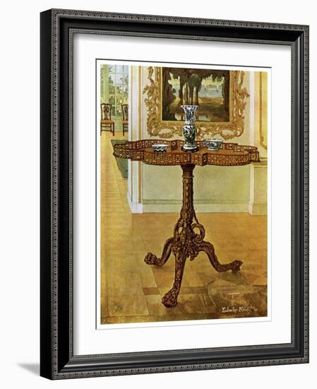 Shaped Fret Rimmed Gallery Table, Chippendale School, 1911-1912-Edwin Foley-Framed Giclee Print