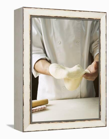 Shaping Pizza Dough by Hand (Stretching)-null-Framed Premier Image Canvas