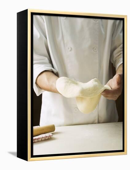 Shaping Pizza Dough by Hand (Stretching)-null-Framed Premier Image Canvas