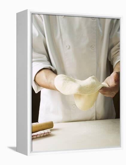 Shaping Pizza Dough by Hand (Stretching)-null-Framed Premier Image Canvas