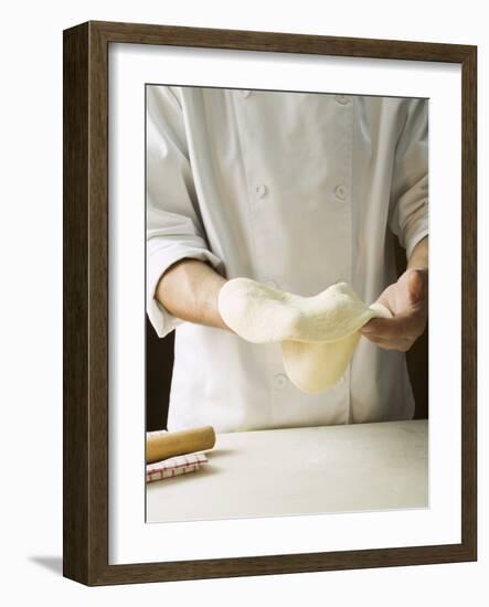 Shaping Pizza Dough by Hand (Stretching)-null-Framed Photographic Print