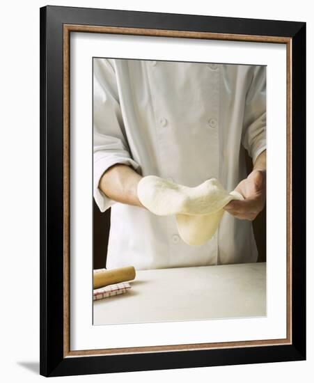 Shaping Pizza Dough by Hand (Stretching)-null-Framed Photographic Print