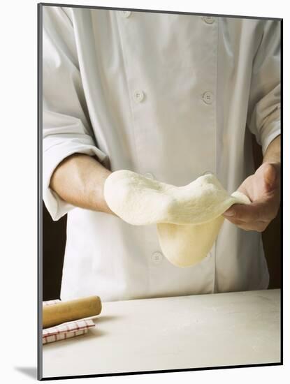 Shaping Pizza Dough by Hand (Stretching)-null-Mounted Photographic Print