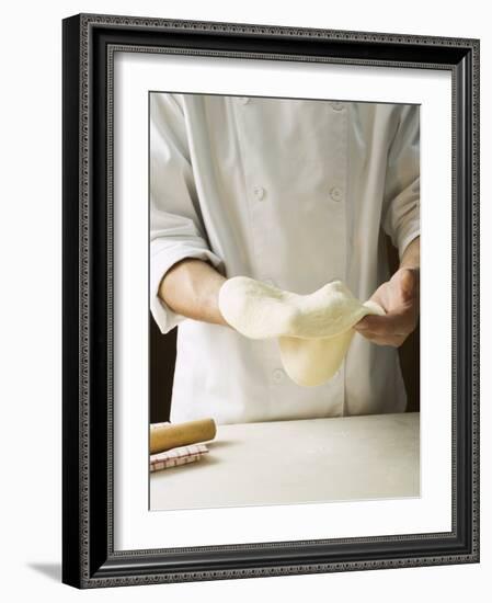 Shaping Pizza Dough by Hand (Stretching)-null-Framed Photographic Print