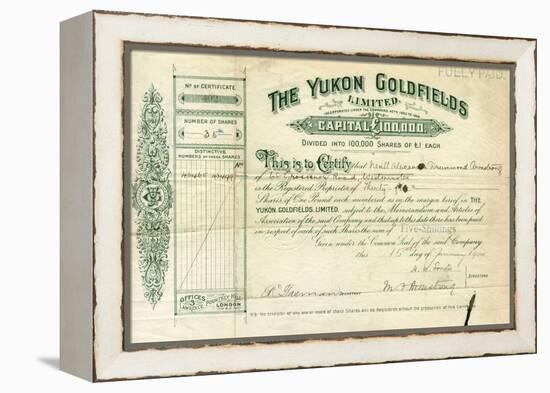 Share Certificate for the Yukon Goldfields-null-Framed Premier Image Canvas