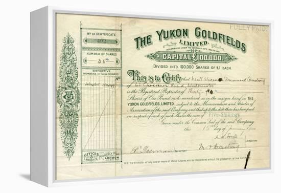 Share Certificate for the Yukon Goldfields-null-Framed Premier Image Canvas