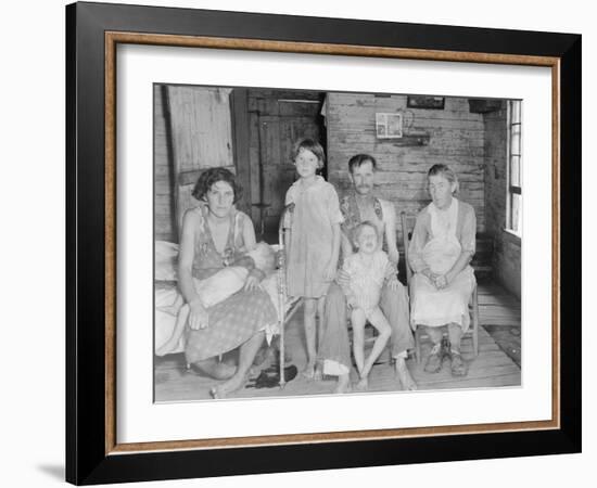 Sharecropper Bud Fields and his family at home in Hale County, Alabama, 1935-36-Walker Evans-Framed Photographic Print