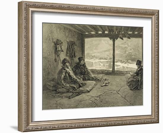 Sharia Lecture at Khosrakh, Dagestan, engraved by Adolphe Mouilleron-Grigori Grigorevich Gagarin-Framed Giclee Print