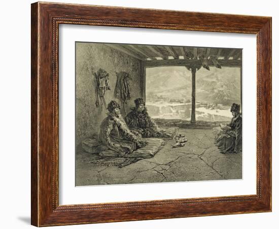 Sharia Lecture at Khosrakh, Dagestan, engraved by Adolphe Mouilleron-Grigori Grigorevich Gagarin-Framed Giclee Print