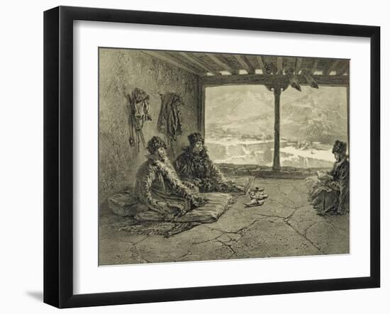 Sharia Lecture at Khosrakh, Dagestan, engraved by Adolphe Mouilleron-Grigori Grigorevich Gagarin-Framed Giclee Print