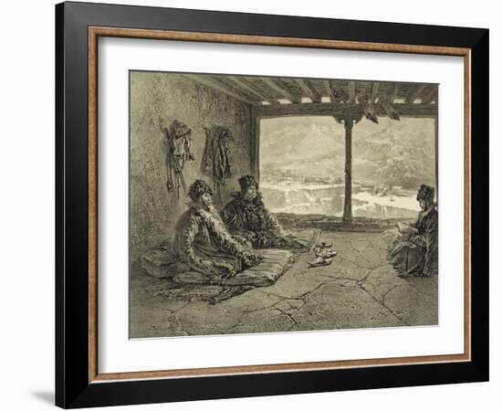 Sharia Lecture at Khosrakh, Dagestan, engraved by Adolphe Mouilleron-Grigori Grigorevich Gagarin-Framed Giclee Print