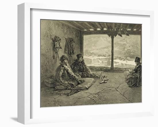 Sharia Lecture at Khosrakh, Dagestan, engraved by Adolphe Mouilleron-Grigori Grigorevich Gagarin-Framed Giclee Print