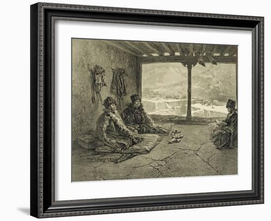 Sharia Lecture at Khosrakh, Dagestan, engraved by Adolphe Mouilleron-Grigori Grigorevich Gagarin-Framed Giclee Print