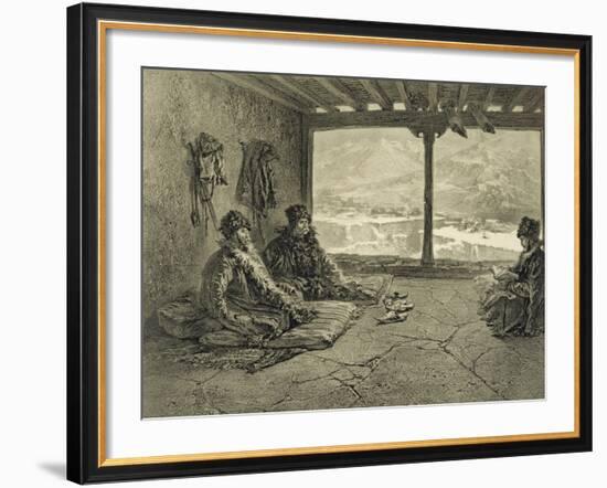 Sharia Lecture at Khosrakh, Dagestan, engraved by Adolphe Mouilleron-Grigori Grigorevich Gagarin-Framed Giclee Print