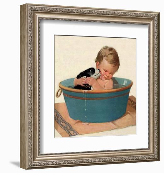 Sharing a Bath-Jessie Willcox Smith-Framed Art Print