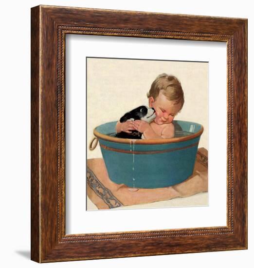 Sharing a Bath-Jessie Willcox Smith-Framed Art Print