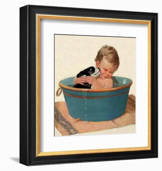 Sharing a Bath-Jessie Willcox Smith-Framed Art Print