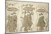 Sharing an Umbrella - A Set of Three , c.1755-Ishikawa Toyonobu-Mounted Giclee Print