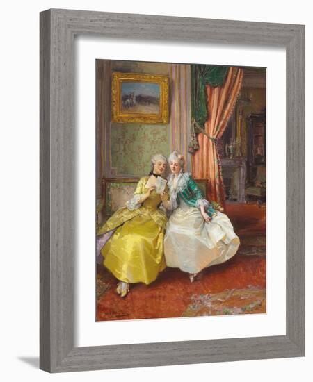 Sharing the News (Oil on Canvas)-Daniel Hernandez-Framed Giclee Print