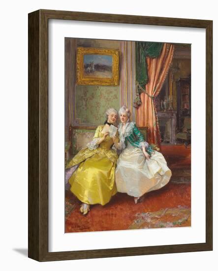 Sharing the News (Oil on Canvas)-Daniel Hernandez-Framed Giclee Print