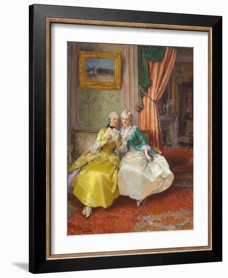 Sharing the News (Oil on Canvas)-Daniel Hernandez-Framed Giclee Print