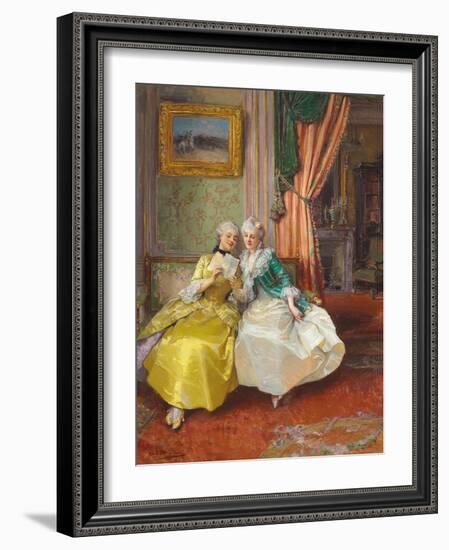 Sharing the News (Oil on Canvas)-Daniel Hernandez-Framed Giclee Print