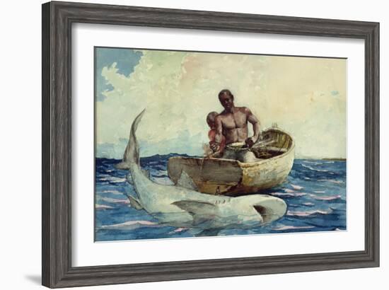 Shark Fishing, 1885-Winslow Homer-Framed Giclee Print