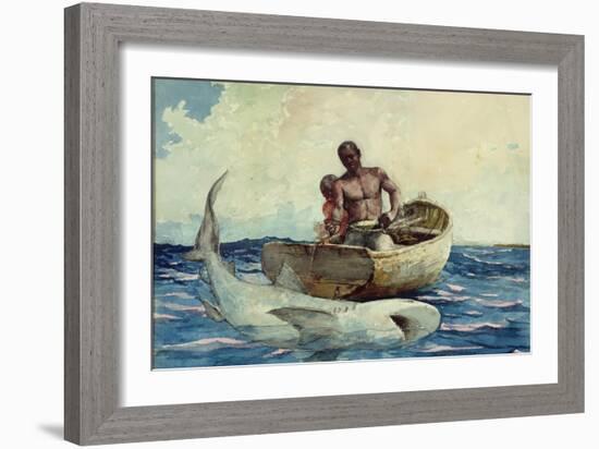 Shark Fishing, 1885-Winslow Homer-Framed Giclee Print