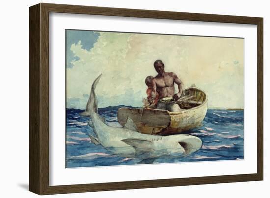 Shark Fishing, 1885-Winslow Homer-Framed Giclee Print