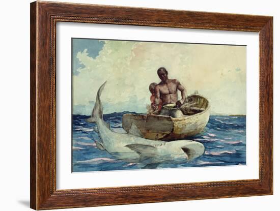 Shark Fishing, 1885-Winslow Homer-Framed Giclee Print