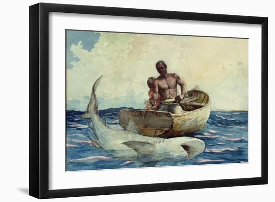 Shark Fishing, 1885-Winslow Homer-Framed Giclee Print