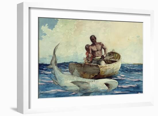 Shark Fishing, 1885-Winslow Homer-Framed Giclee Print