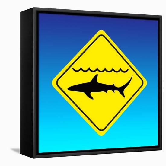 Shark Warning Sign, Computer Artwork-Science Photo Library-Framed Premier Image Canvas