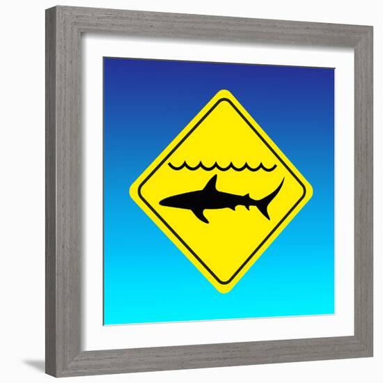 Shark Warning Sign, Computer Artwork-Science Photo Library-Framed Premium Photographic Print