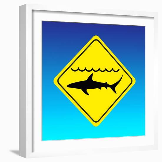 Shark Warning Sign, Computer Artwork-Science Photo Library-Framed Premium Photographic Print