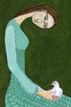 Lady Sitting with White Dove Bird Woman-Sharyn Bursic-Photographic Print