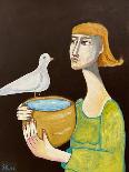 Lady Sitting with White Dove Bird Woman-Sharyn Bursic-Framed Photographic Print