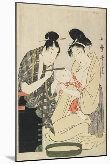 Shaving a Boy's Head, Edo Period, C.1801-Kitagawa Utamaro-Mounted Giclee Print