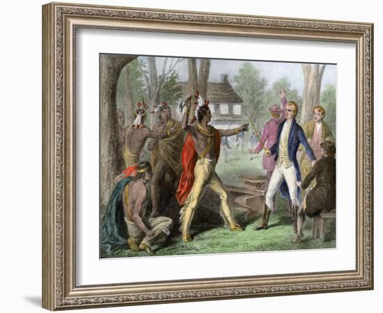 Shawnee Chief Tecumseh Confronting William Henry Harrison in Indiana-null-Framed Giclee Print