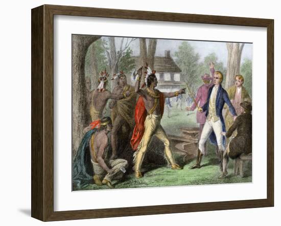Shawnee Chief Tecumseh Confronting William Henry Harrison in Indiana-null-Framed Giclee Print