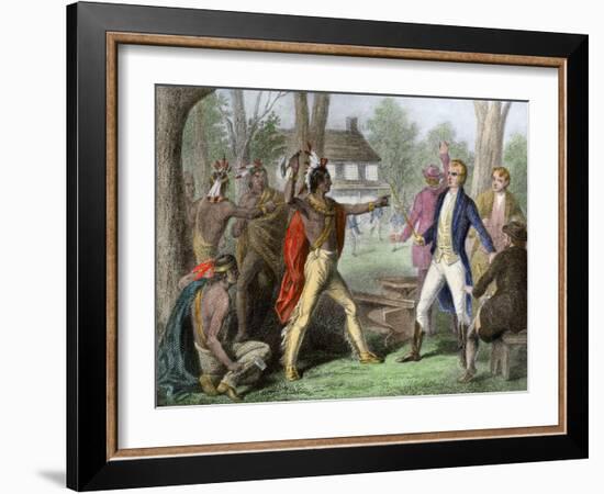 Shawnee Chief Tecumseh Confronting William Henry Harrison in Indiana-null-Framed Giclee Print