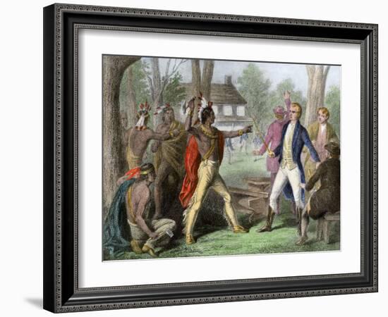 Shawnee Chief Tecumseh Confronting William Henry Harrison in Indiana-null-Framed Giclee Print